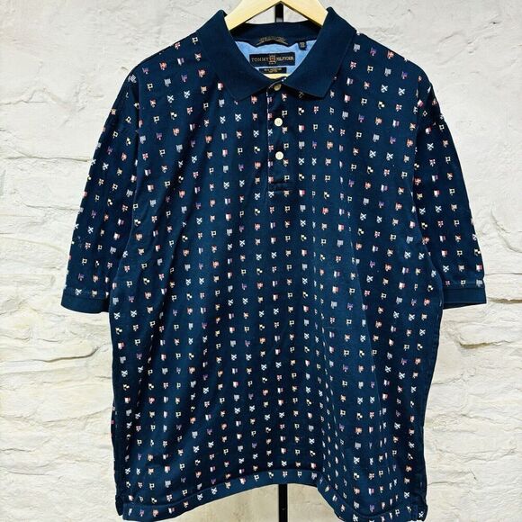 Vintage 90s Tommy Hilfiger Polo Shirt Nautical Flag Signal Code Pattern Preppy - Picture 1 of 5